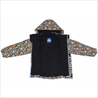 Open floral-patterned hooded winter jacket from Snow Country Outerwear for little girls