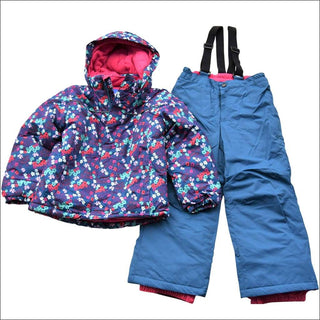 Snow Country Outerwear Little Girls Snowsuit Ski Jacket and Snow Pants Set S-L - Small (4/5) / Purple Flower - Kids