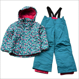 Snow Country Outerwear Little Girls Snowsuit Ski Jacket and Snow Pants Set S-L - Small (4/5) / Teal Dot - Kids