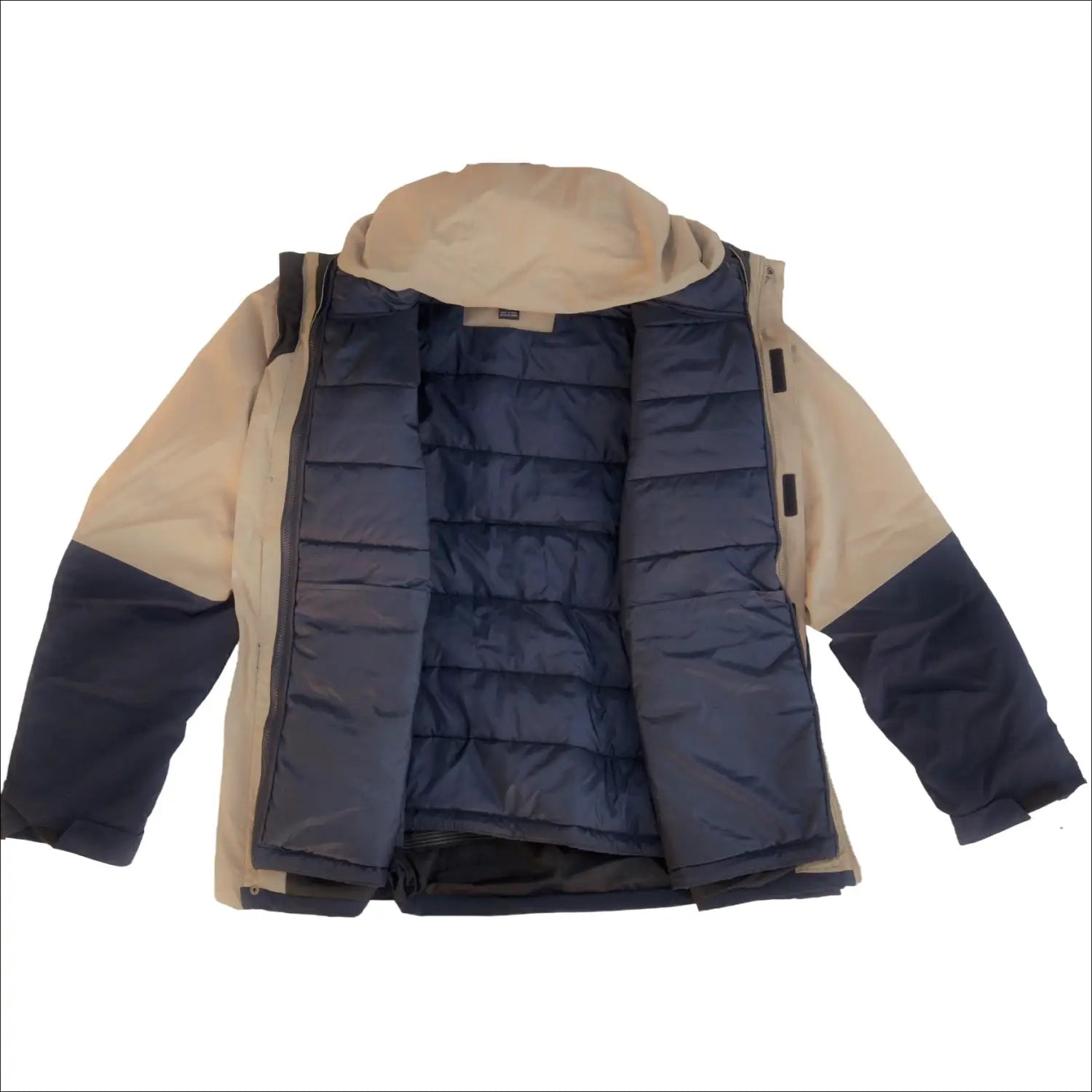 Open beige and navy blue winter coat from Men’s Big 2X-7X Snow Country Outerwear