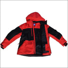 Red and black insulated hooded ski jacket for men in Plus sizes 2XL to 7XL
