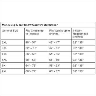 Snow Country Outerwear Men’s Big Sizes 2XL-7XL Winter Snow Ski Jacket Insulated Mountaineer - Men’s