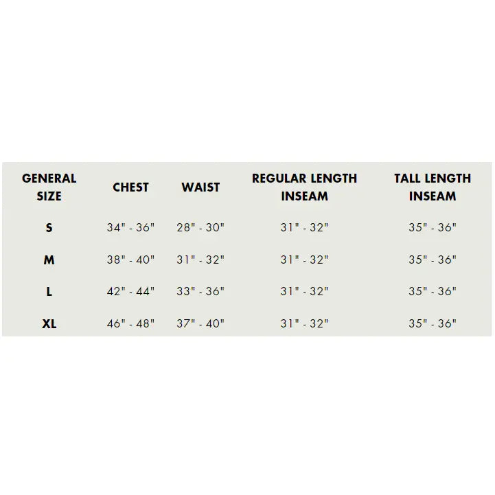 Clothing size chart for Snow Country Outerwear Men’s M-XL Insulated Winter Ski Jacket