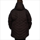 Black quilted hooded winter coat for women plus size Mid Length Juniper Insulated Parka