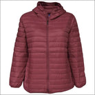 Maroon hooded puffer jacket Women’s Plus Size Packable Down Snow Country Outerwear