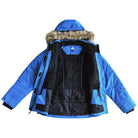 Open blue Snow Country Womens Aspen Ski Jacket Coat with fur-lined hood