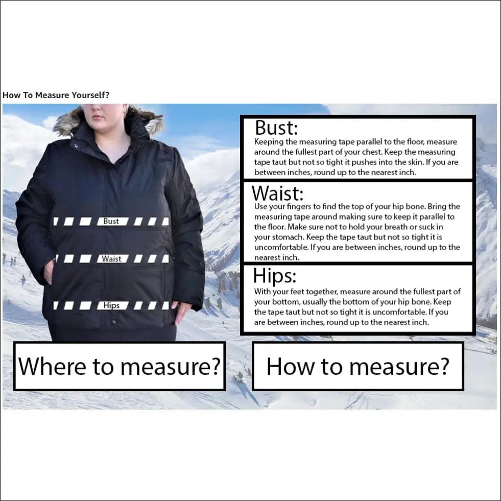 Clothing measurement guide for Snow Country Outerwear Womens Aspen Ski Jacket Coat