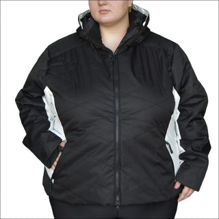 Snow Country Outerwear Women’s Plus Size 1X-6X Gemini Insulated Winter Snow Ski Jacket Coat - 1X / Blk White - Women’s Plus Size
