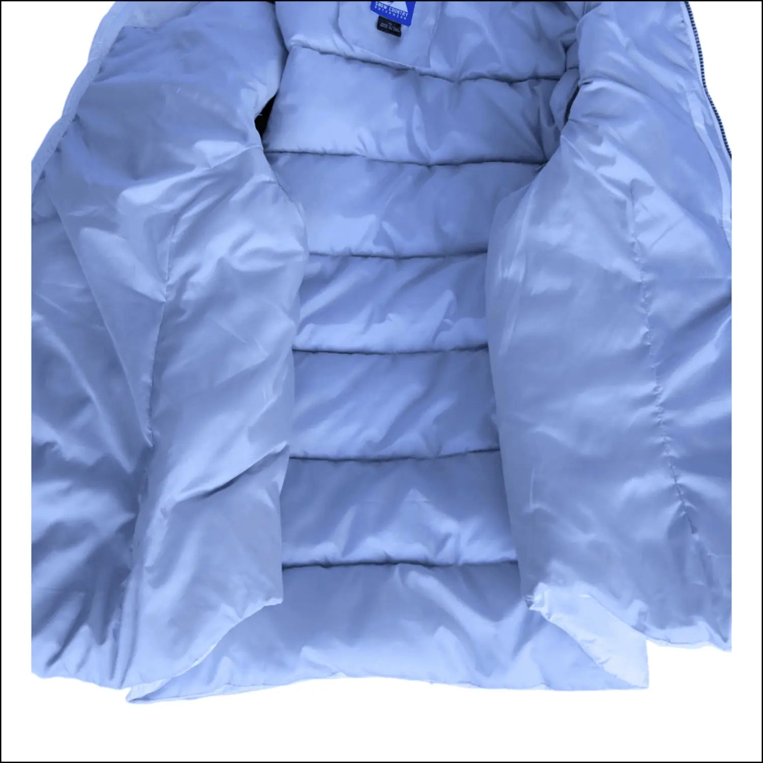 Open light blue puffer jacket from Snow Country Outerwear Women’s Plus Size Lexington Coat