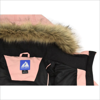 Pink and black winter coat with fur trim from Snow Country Outerwear Women’s Plus Size Ski Coat