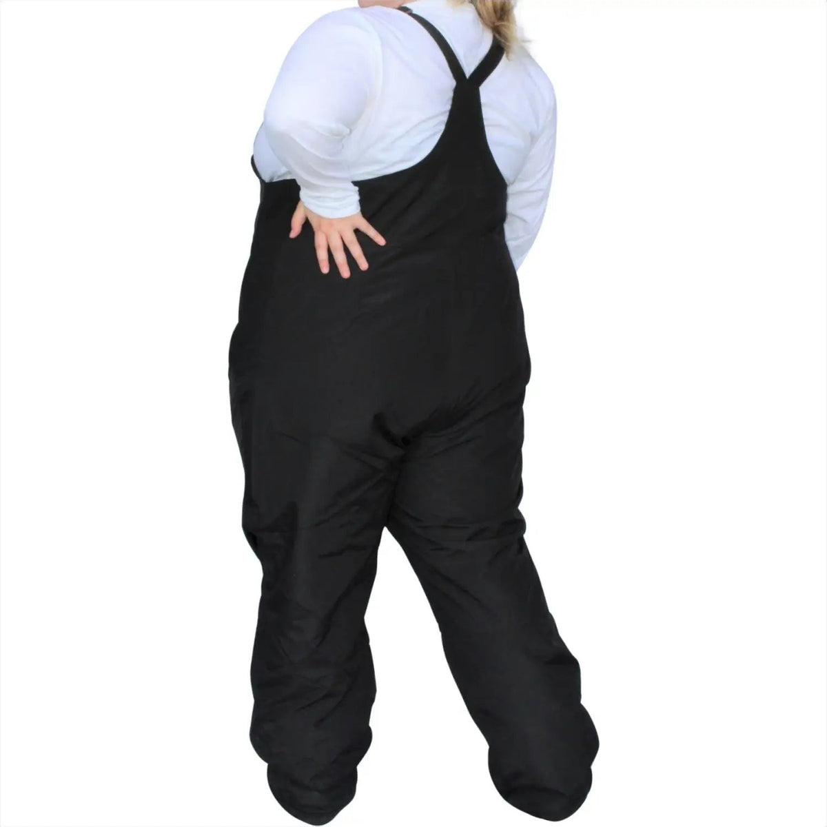 Black snow bib overalls from Snow Country Outerwear Women’s Plus Size Vertex Ski Bibs