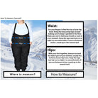 Measurement guide for waist and hips on Snow Country Outerwear Women’s Plus Size Ski Bibs