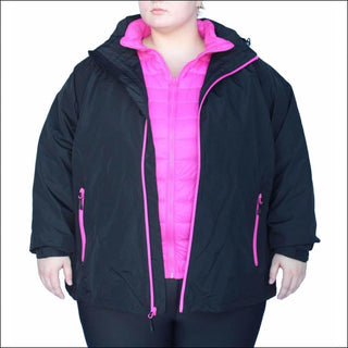 Snow Country Outerwear Women’s Plus Size Alps 3-in-1 Winter Down Alternative Coat 1X - 6X - 1X / Black Hot Pink - Women’s Plus Size