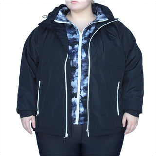 Snow Country Outerwear Women’s Plus Size Alps 3-in-1 Winter Down Alternative Coat 1X - 6X - 1X / Black White Floral - Women’s Plus Size