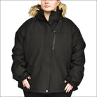 Black winter parka with fur-trimmed hood from Snow Country Outerwear Women’s Plus Size Fortress Ski Coat