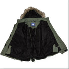 Open sage-green parka with fur-trimmed hood from Snow Country Outerwear Women’s Plus Size Fortress Winter Snow Ski Coat Jacket