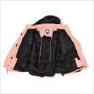 Open pink winter jacket with black lining from Snow Country Outerwear Women’s Plus Size Fortress collection