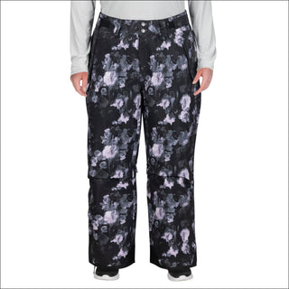 Snow Country Outerwear Women’s Plus Size Insulated Ski Pants 1X-6X Regular and Short Inseams - 1X / Black Floral - Women’s Plus Size