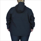 Black hooded micro fleece soft shell jacket for women plus size spring and fall outerwear