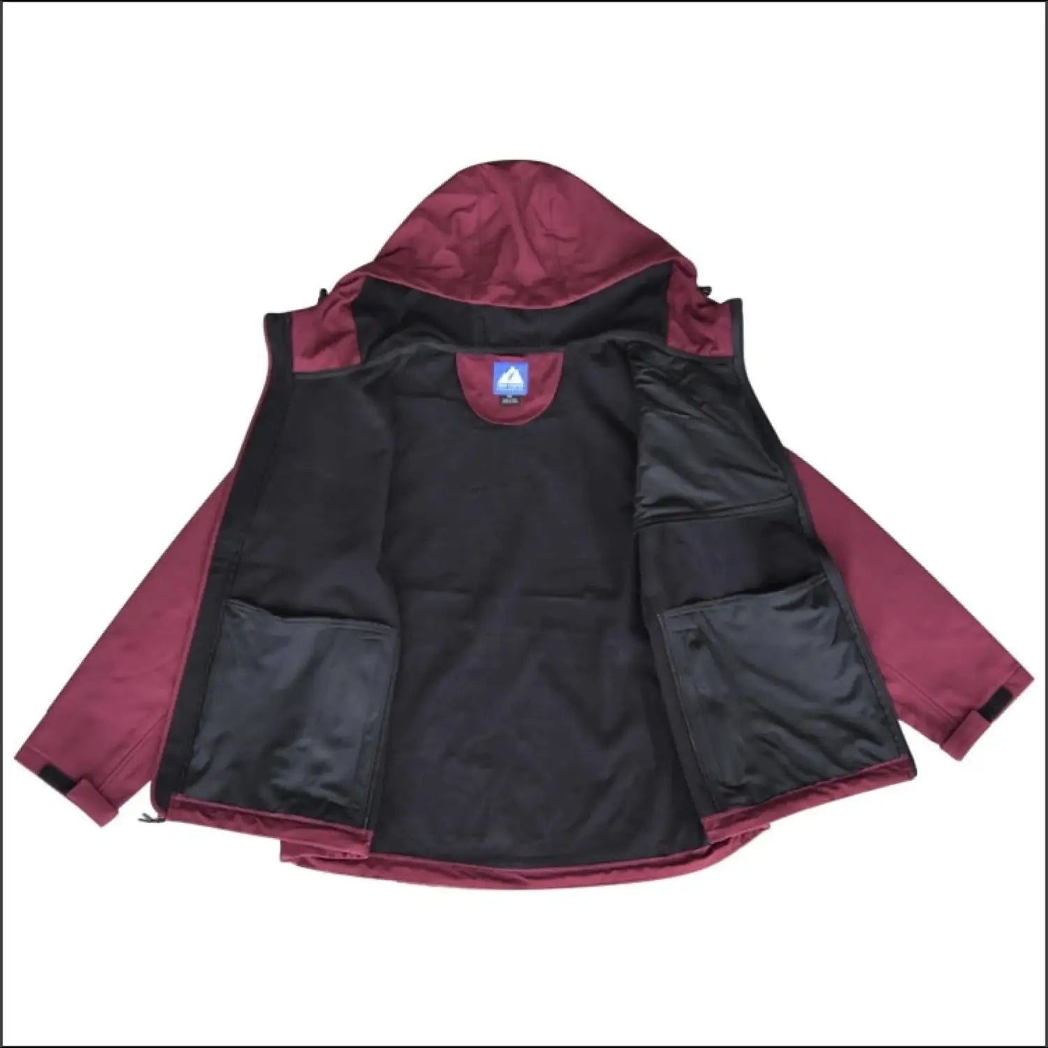 Open maroon hooded jacket from Women’s Plus Size Micro Fleece Soft Shell Classic outerwear