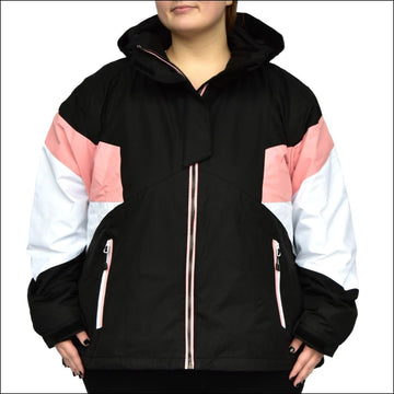 Vtg Profile Ski Womens Full Zip Puffer Ski Jacket Snow Winter Black Pink  Size S