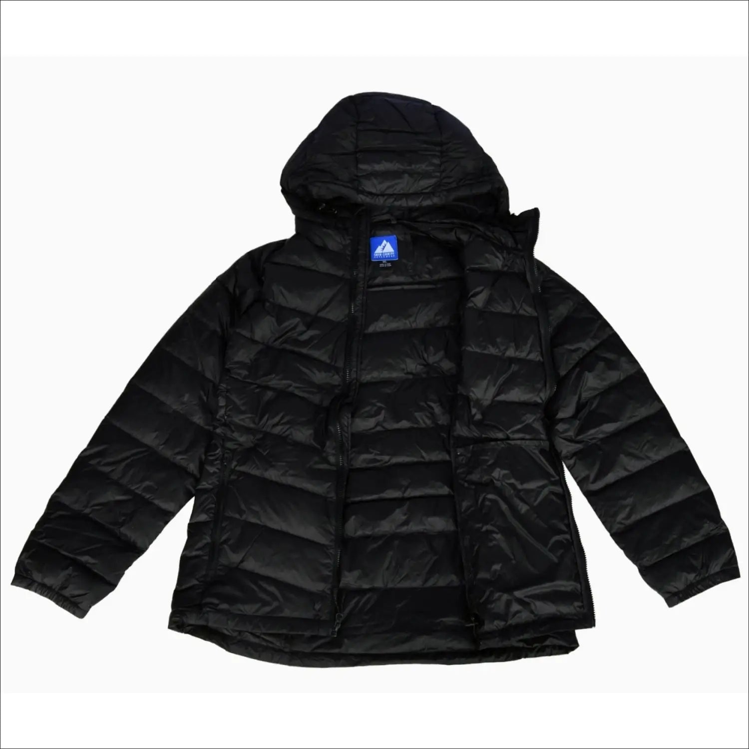 Black hooded puffer jacket for women plus size 1X-6X packable down outerwear