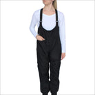 Black insulated bib overalls shown in Snow Country Outerwear Women’s ski bibs collection