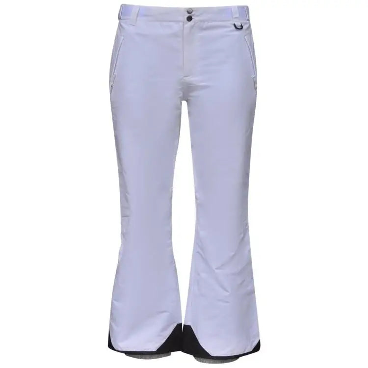 White flared ski pants from Snow Country Outerwear for women, insulated and stylish