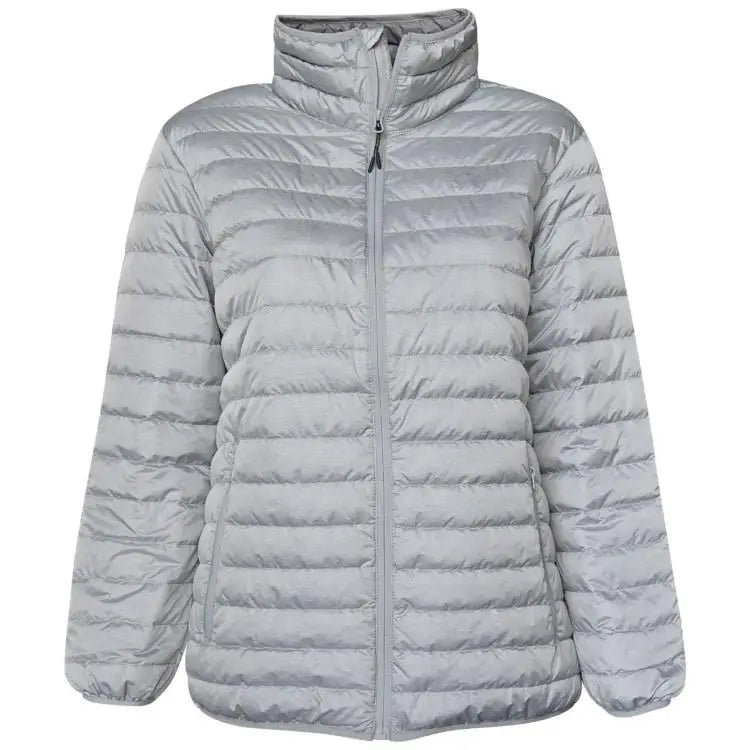 Gray quilted puffer jacket from Sportcaster Women’s Plus Size Packable Down Jacket 1X CLEARANCE