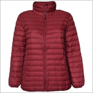 Sportcaster Womens Plus Size Packable Down Jacket 1X-6X - 1X / Cranberry - Plus Size