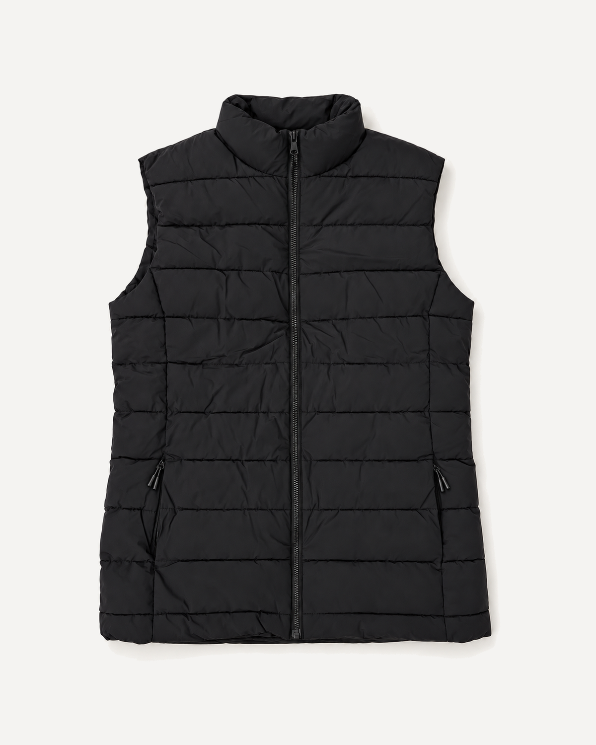 Black Tempo II women's plus size insulated vest, flat lay, front