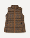 Leopard Tempo II women's plus size insulated vest, flat lay, front