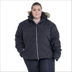 Black puffer jacket with fur-trimmed hood from Snow Country Outerwear Women’s Plus Size Ski Coat