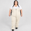 Vanilla plus size soft shell ski snow bibs, front view on model, sizes 1X to 6X