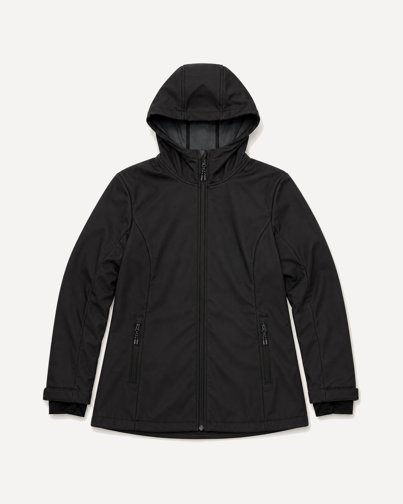 Black The Venus plus size hooded soft shell jacket, sizes 1X to 6X, front