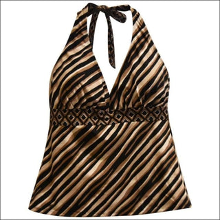 Heat Womens Plus Size Halter Tankini Swimsuit Top 18W 20W 22W 24W - 18W / Safari - Womens